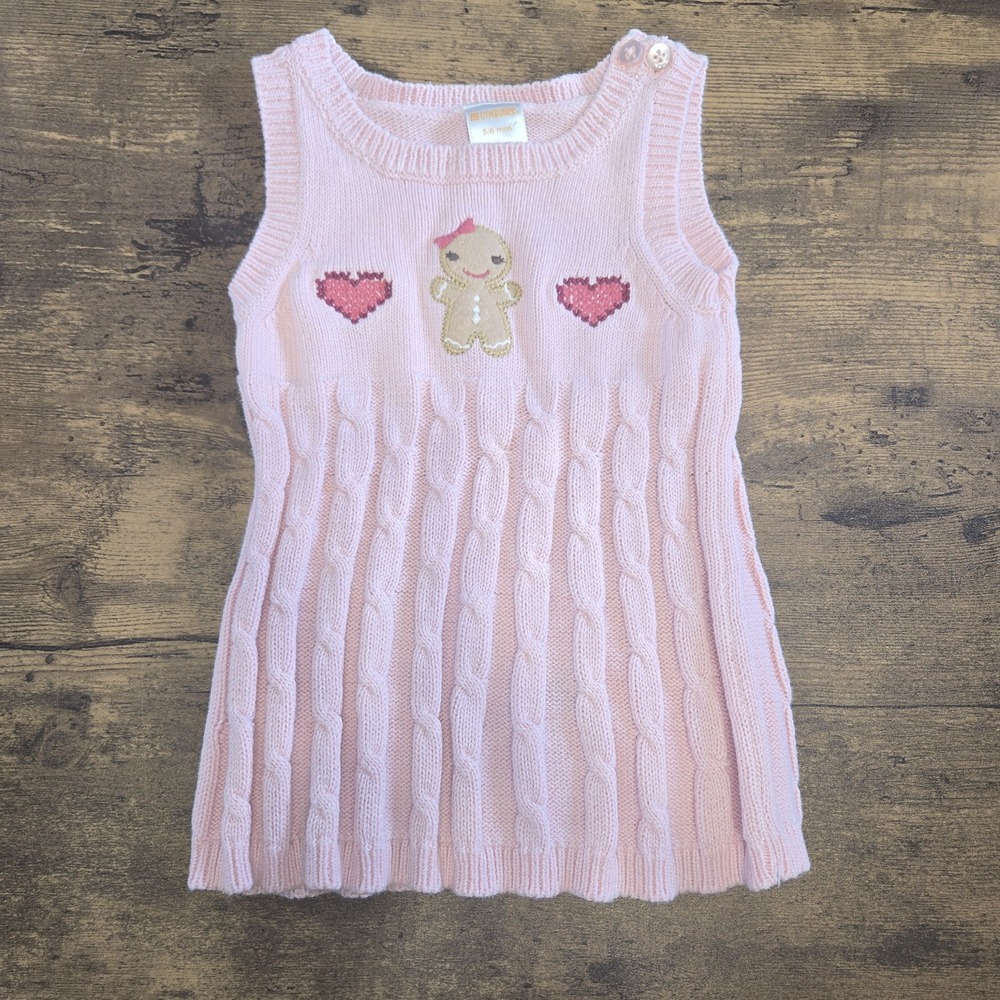 Gymboree Gingerbread Girl‎ Knit Cable Knit Pink Sweater Dress 3-6 Month